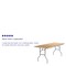 Emma and Oliver 6-Foot Rectangular HEAVY DUTY Birchwood Folding Banquet Table with METAL Edges and Protective Corner Guards